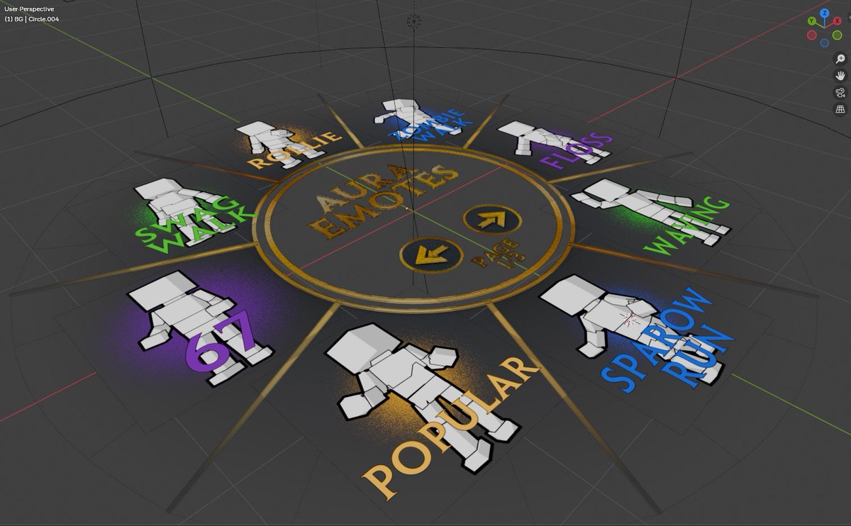 RaoufArts's tweet photo. Emote wheel design i made using blender lol 
(idk if its possible to code this for hytale.UI)
@Simon_Hypixel @Hytale https://t.co/DfCGV1m6sv