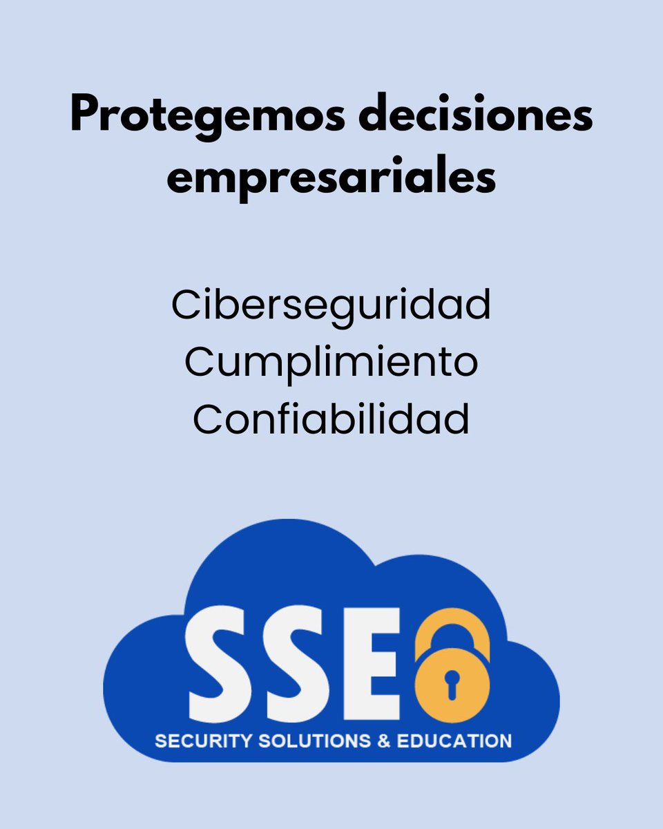 sse_security_'s tweet photo. Protegemos lo más importante de tu empresa: la toma de decisiones.
Ciberseguridad, cumplimiento y confiabilidad integrados en una sola estrategia.
Security Solutions &amp; Education.

🌐 https://t.co/QkLekjylXL

#SSE #Ciberseguridad #Cumplimiento #Confiabilidad #SeguridadEmpresarial https://t.co/AB07qiRtFV
