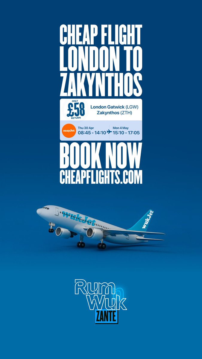 Rum N Wuk Zante! 

‼️Flight Alert‼️

Thursday 30th April - Monday 4th May 2026!

See you there! 

rumnwuk.com