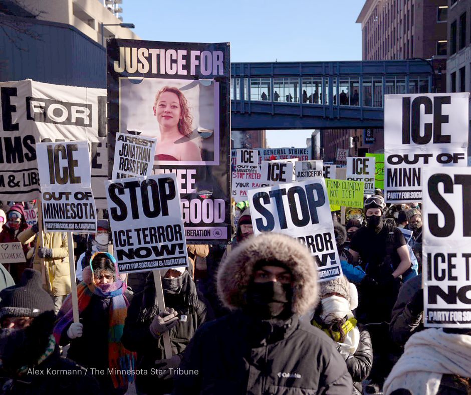 StarTribune's tweet image. Anti-ICE protesters fill the streets of downtown Minneapolis during an "ICE Out" rally on Jan. 23.

📷️ Alex Kormann/The Minnesota Star Tribune

Continuing coverage: startribune.com/ice-raids-minn…