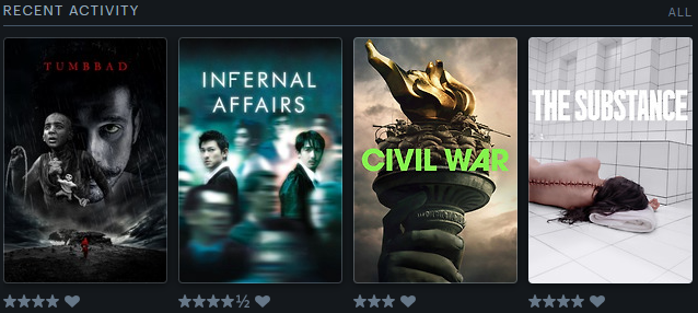 ExcitableRon's tweet image. Really enjoyed Infernal Affairs.  Wish I had watched it before seeing The Departed.
Tumbbad was a very good folk horror.
#LetterboxdFriday #LastFourWatched