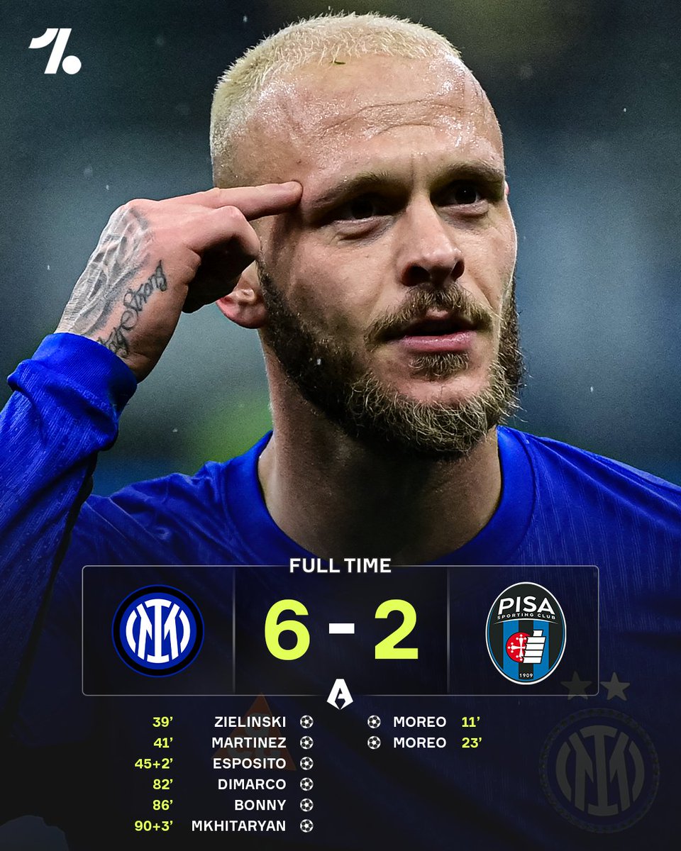 OneFootball's tweet photo. Inter overwhelm Pisa with a ruthless attacking performance 🔵⚫ https://t.co/KYGvWjRGbl