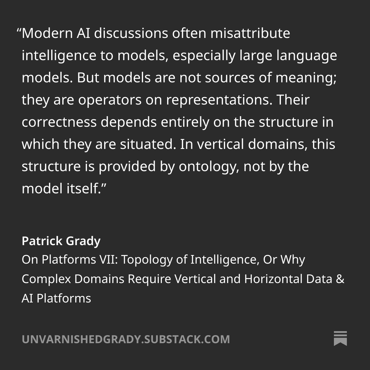 On The Topology of Intelligence, Or Why Complex Domains Require Vertical and Horizontal Platforms 
open.substack.com/pub/unvarnishe…?