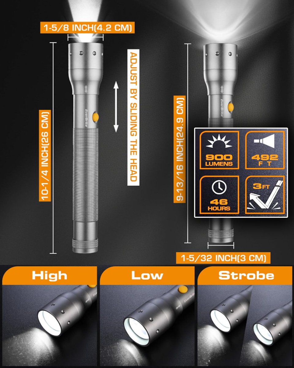 everbrite_light's tweet image. 🔦 900 lumens of no-nonsense brightness. Security on point: piercing beam cuts through the dark, 3 modes for any situation, rugged silver or black build, powered by 3C batteries.

🔦$19.99 amazon.com/dp/B0DL5PG8GX
#EverBriteLighting #tacticalflashlight #edclight