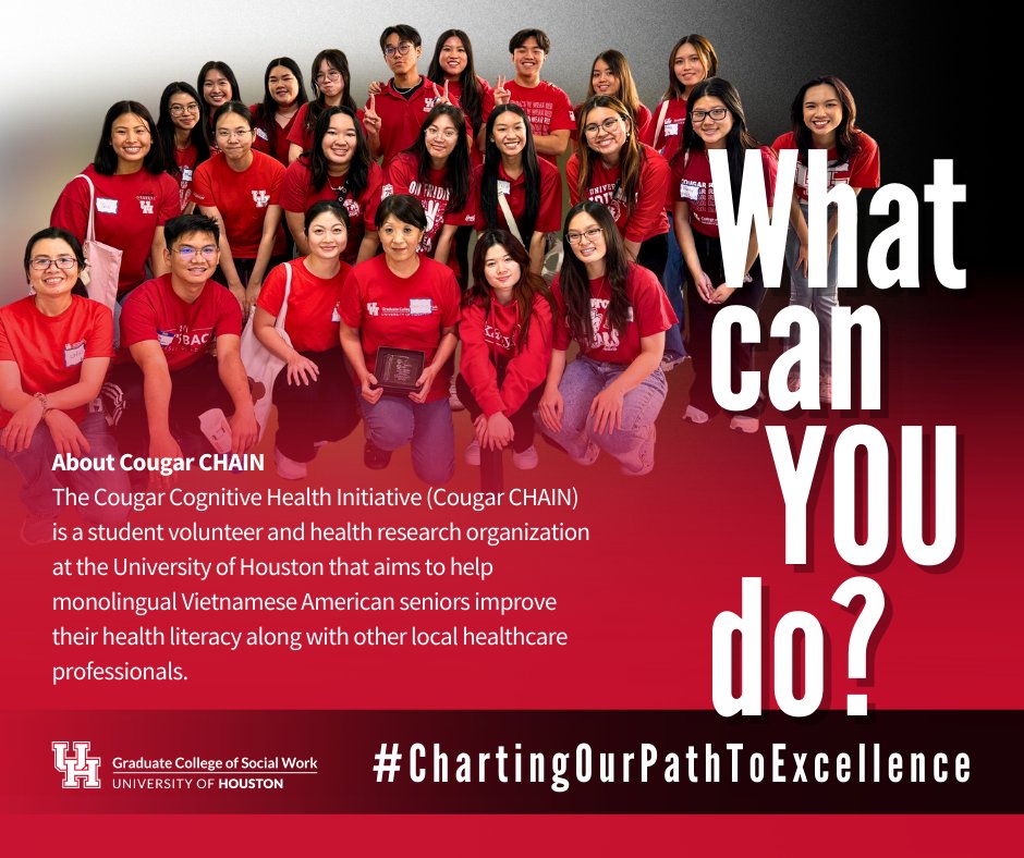 UH_SocialWork's tweet photo. Associate Professor Dr. Christina Miyawaki is bridging generations of Vietnamese Houstonians. Her award-winning project Cougar CHAIN–where Vietnamese students run health tests on the elderly–builds relationships with cultural empathy. Read here: https://t.co/fpofIUSjUB #WCYD https://t.co/Ehg9rb1czQ