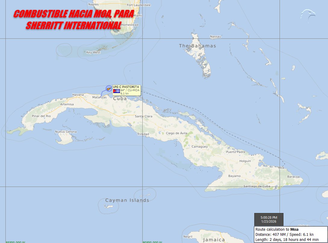 FlconEYES's tweet image. ⚓️ PASTORITA (IMO 9034729)
🚢 Tanquero LPG – gas licuado de petróleo
Otro movimiento que desnuda las prioridades de la tiranía de La Habana.

El buque PASTORITA, bajo control directo del
👉 @PartidoPCC, zarpó desde #Matanzas cargado con unas 18 mil toneladas de combustible, con…