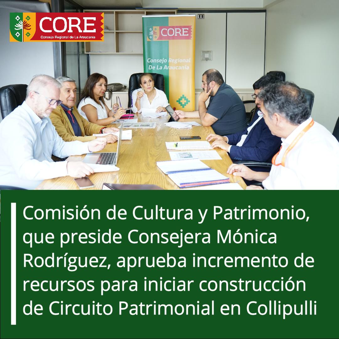 Comisión de Cultura y Patrimonio aprobó aumento de recursos para iniciar obras del Circuito Patrimonial de Collipulli, proyecto del <a href="/gorearaucania/">Gobierno de La Araucanía</a> por $6.219 millones, que beneficiará a más de 18 mil personas y pondrá en valor espacios públicos y patrimoniales de la comuna. 🏛️✨