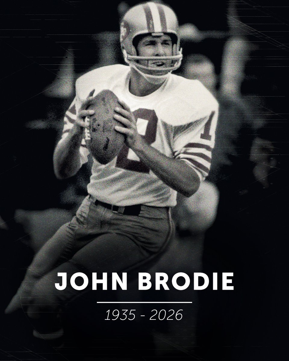 NBCS49ers's tweet photo. Legendary 49ers QB and Bay Area native John Brodie has died at the age of 90 🙏 (via @MaioccoNBCS) 

Read more here: https://t.co/z39i1jgjCR https://t.co/gIxS14F8kx