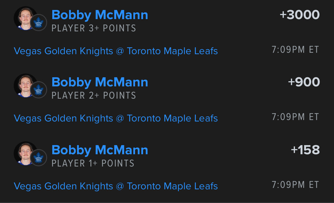 bookies's tweet image. McMann Point’s 🪜 🍁 

7 points in his last 10 games &amp;amp; great value on this line 📈

Retweet to enter into our $50 giveaway tonight! (Must be following)💰 

Let’s climb! 🧗 

🔗 betfinder.short.gy/PEJLqT?utm_ref…