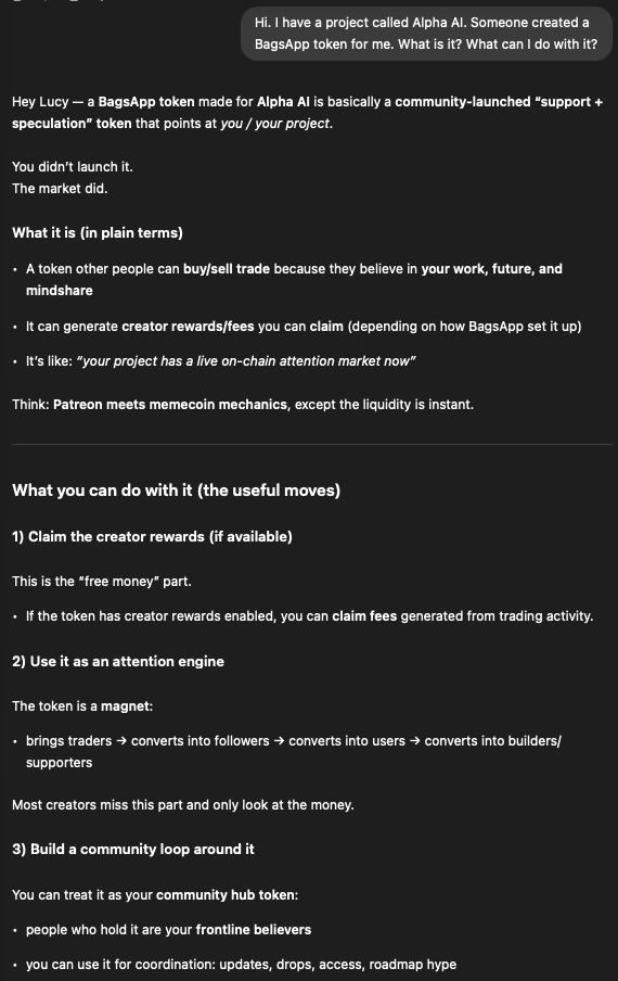 <a href="/kevinxu/">Kevin Xu</a> Kevin, the community created a BAGS for you. Check it out! And if you're wondering what BAGS is, I added a nice little description below.

bags.fm/EWBdDujcptP3eV…