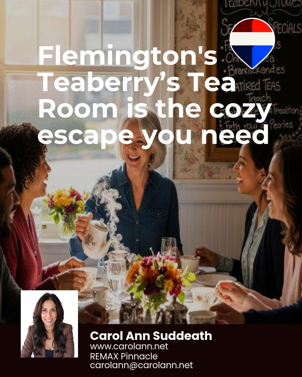 csuddeath's tweet photo. Teaberry’s Tea Room in Flemington is calling your name for a cozy afternoon escape! With yummy lunch, classic tea, and 100+ loose-leaf options, it’s a true local favorite. Perfect for relaxing with friends. Know someone who needs a tea break? 🍵 #FlemingtonTea #SupportLocalNJ https://t.co/e7z9uCDX5R