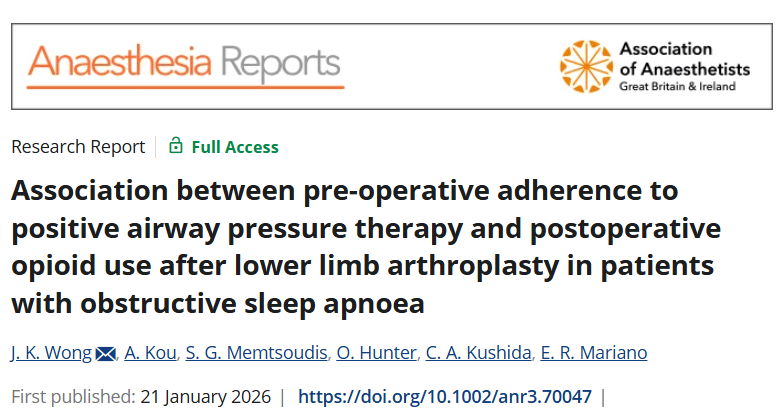 Congrats to Dr. Jim Wong, @TobiHunterDNP @sgmemtsoudis @emarianomd and colleagues on this important paper in Veterans with OSA undergoing arthroplasty.
PAP adherence tracked with lower preop opioid prescribing,while early postop use reflected baseline risk factors.
