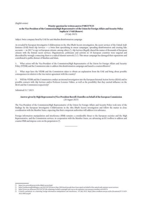 A_M_R_M1's tweet image. 🚨 BREAKING: Leaked documents from the European Parliament reportedly reveal that the UAE paid millions to a Swiss company to run covert smear operations across Europe, targeting Islam, Muslims, mosques, journalists, and politicians in 18 countries.

The operation allegedly…