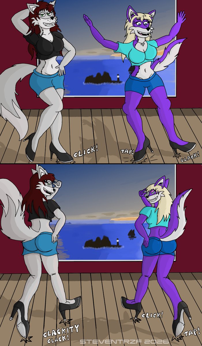StevenRozFox's tweet photo. Something that my friend @Michaeldragon80 wanted to see of Ellie and Tina practicing some more Tap Dancing. Plus, I wanted to draw a back view of the ladies since I've hardly ever drawn them from that perspective. https://t.co/srG8boPpBQ