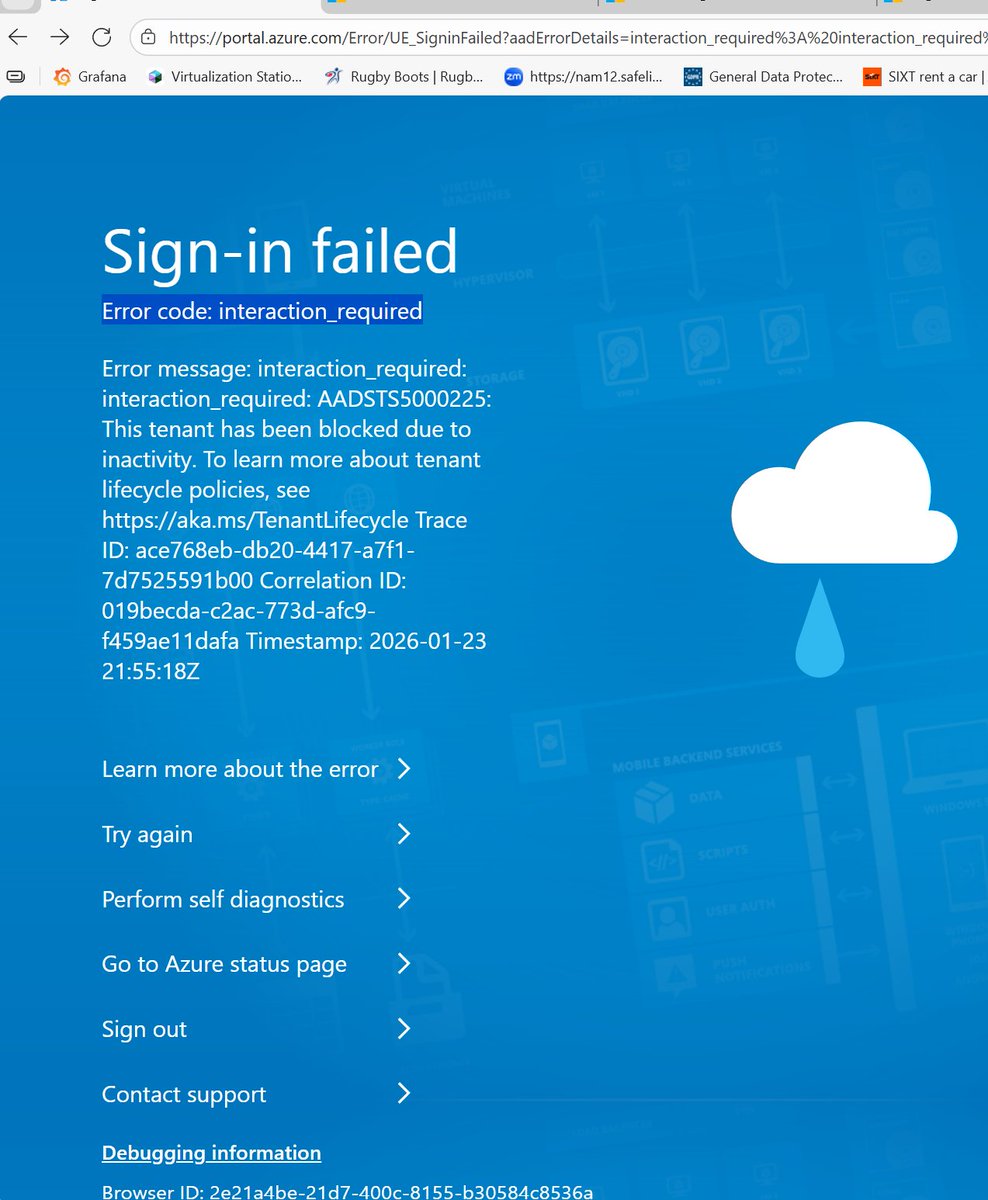 CliffDabbs's tweet photo. @AzureSupport - I'm using azure daily - all of a sudden I can't login - not even to raise a support ticket! wtf! https://t.co/Lhcovn0xy5