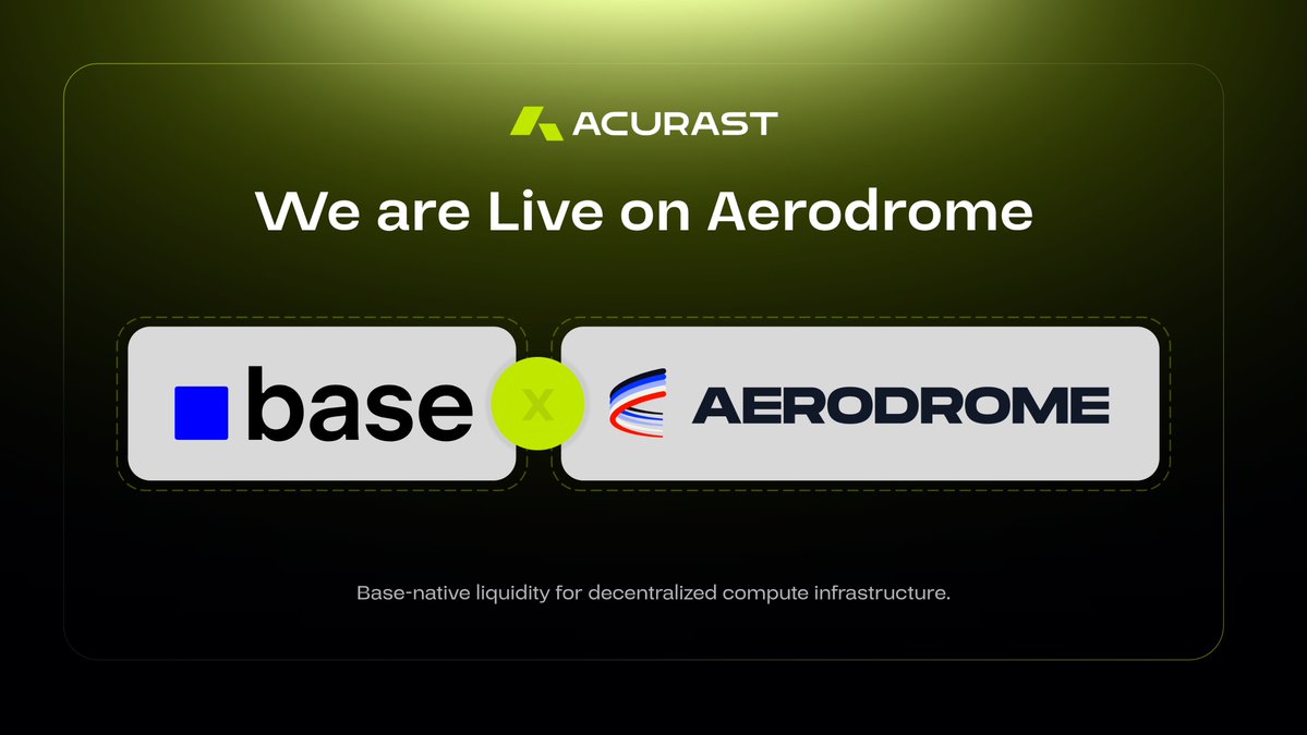 Acurast's tweet image. Real compute.
Real liquidity.

$ACU × $USDC now earning AERO on @AerodromeFi ✈️

Powered by phones.
Settled on @base.