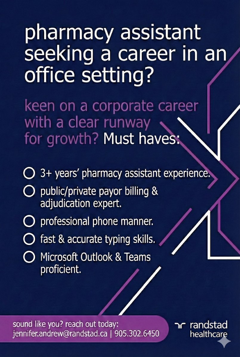 RandstadHealth's tweet photo. #Pharmacy assistant #careers here! From coast-to-coast in Canada, we work with the nation's top pharmacy employers for assistants in roles that offer exceptional career growth away from retail chaos. Check all the boxes below? Get in touch today! https://t.co/FOR4KbjLKa