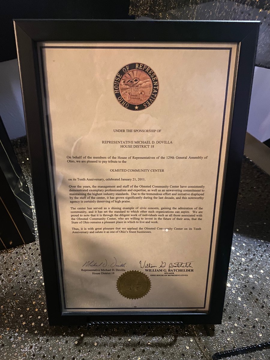 It was a special treat to return to <a href="/Olmsted_CC/">OCC</a> this week to celebrate its 25th anniversary. One of the first commendations I presented as a state legislator in 2011 was in honor of the Center's 10th anniversary. The OCC is a terrific nonprofit that serves residents of all ages.
