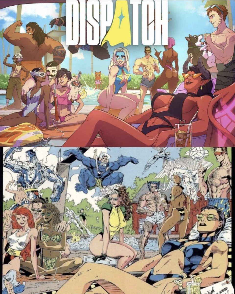 NoContextDsptch's tweet photo. Why did X-Men copy the Dispatch pool cover? https://t.co/IDj6EFuXYw