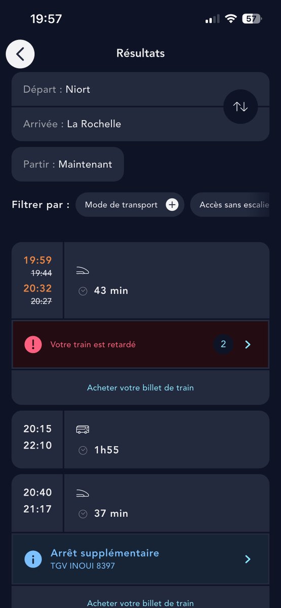 Good job <a href="/SNCFVoyageurs/">SNCF Voyageurs</a> train annoncé en retard en gare de Niort avec départ prévu à 19h59… et qui finalement est parti à 19h45 … sous le nez de certains passagers ..👍💪👏
Après son départ, le train était toujours annoncé en retard ..🤥😵‍💫