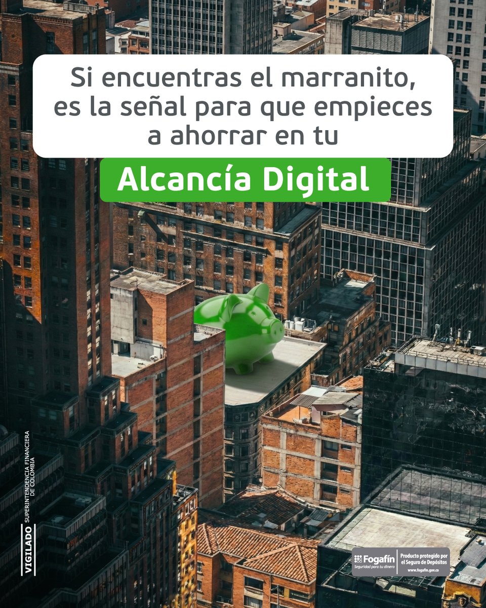 Con la Alcancía Digital (Cuenta PAC) de la Cuenta de Ahorros Costo $0 tu plata crece día a día con una rentabilidad de hasta el 8,50% E.A.
Dale like si sientes que este es el año para empezar a ahorrar y compártelo con alguien que necesite esa señal 💚