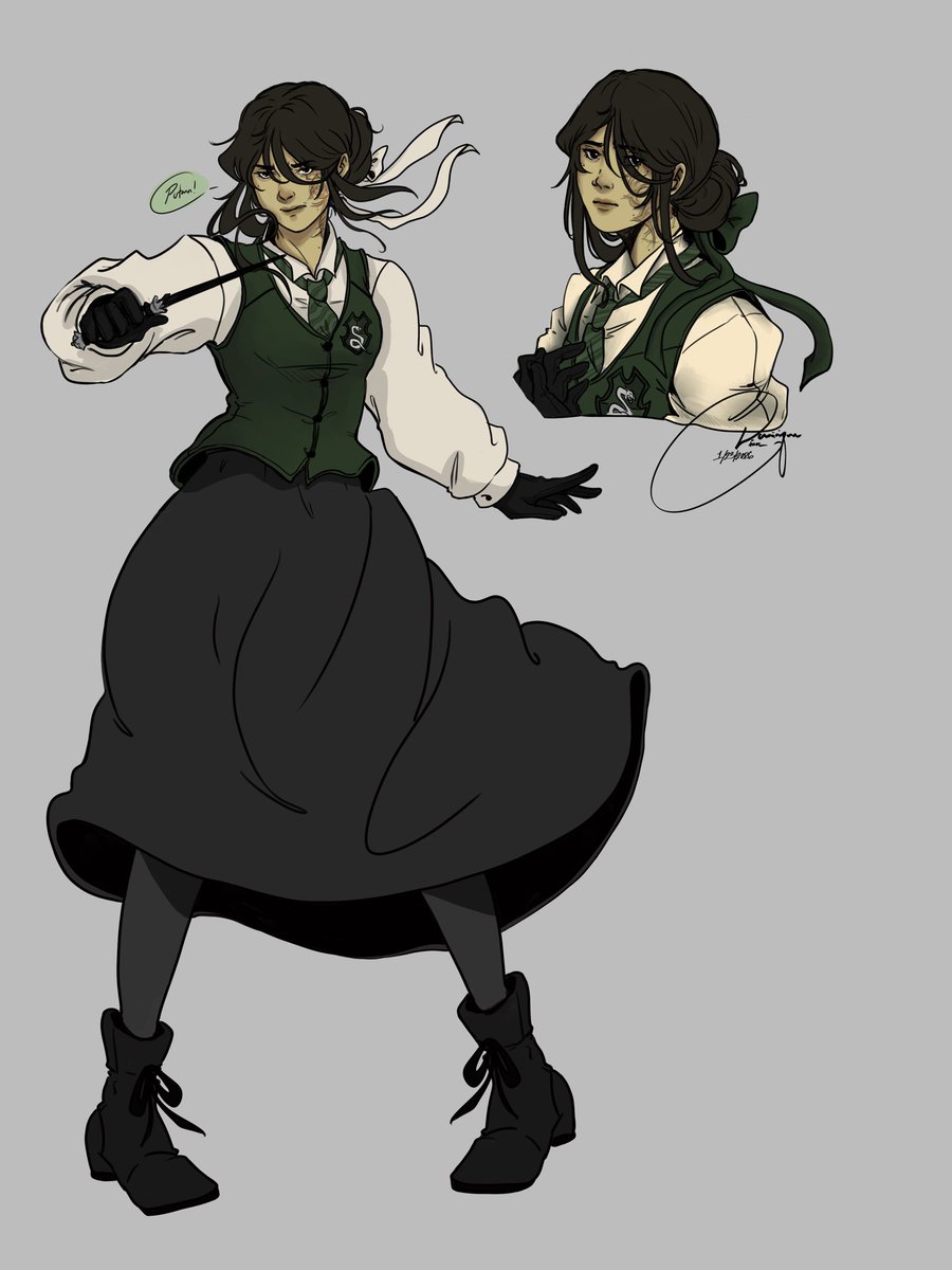 Really loving my sudden spark of inspiration atm~ more Ophelia doodles
#HogwartsLegacymc
 #Slytherin
#HogwartsLegacy