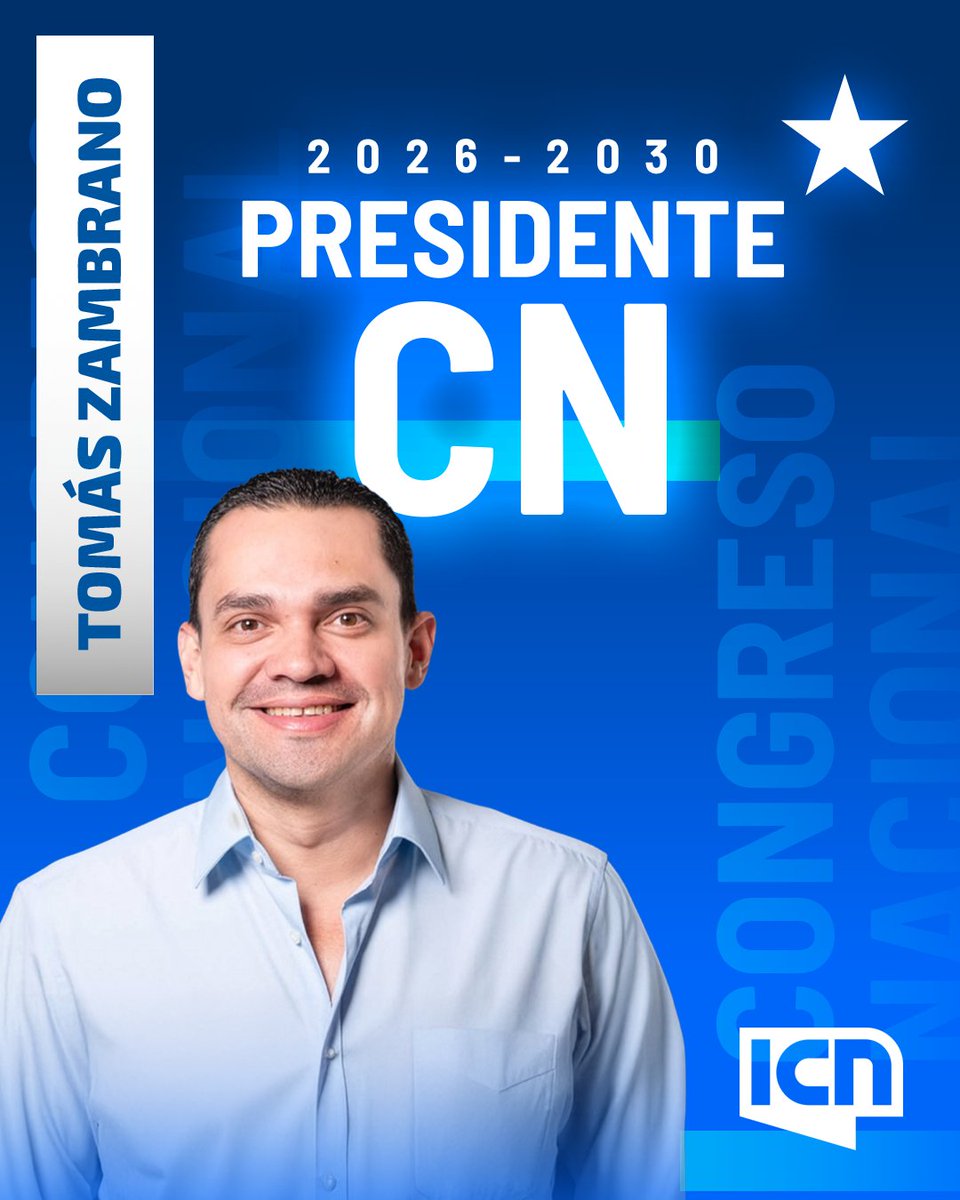 ICNDigital's tweet photo. #Política 🔴| 𝐓𝐨𝐦𝐚́𝐬 𝐙𝐚𝐦𝐛𝐫𝐚𝐧𝐨 𝐩𝐫𝐞𝐬𝐢𝐝𝐞𝐧𝐭𝐞 𝐝𝐞𝐥 𝐂𝐨𝐧𝐠𝐫𝐞𝐬𝐨 𝐍𝐚𝐜𝐢𝐨𝐧𝐚𝐥 𝐩𝐚𝐫𝐚 𝐞𝐥 𝐩𝐞𝐫𝐢́𝐨𝐝𝐨 𝟐𝟎𝟐𝟔-𝟐𝟎𝟑𝟎

Tomás Zambrano (@TommyZambranoM) fue electo como presidente del Congreso Nacional, convirtiéndose en el décimo segundo titular del Poder Legislativo, tras alcanzar los votos necesarios en el pleno para encabezar la Junta Directiva en propiedad que dirigirá la gestión legislativa 2026-2030.