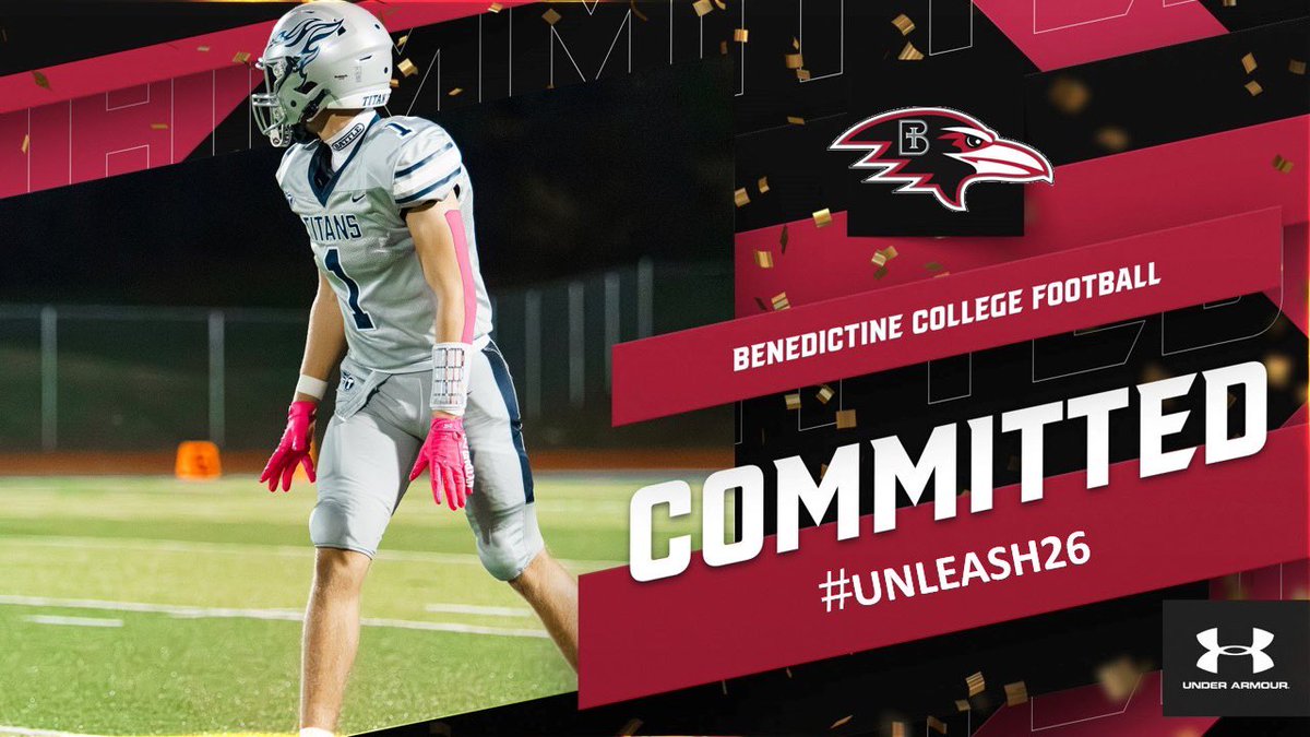 After a great conversation with <a href="/coach_hauser/">Aaron Hauser</a> I am excited to announce my commitment to <a href="/RavenFootballBC/">Benedictine Football</a> to continue my athletic and academic career! Thank you to everyone who has supported me along the way. 🔴⚫️
#GoRavens
<a href="/coachWillieHorn/">Coach Willie Horn</a> <a href="/BradHines17/">Brad Hines</a> <a href="/JoelOsborn_BC/">Joel Osborn</a> <a href="/JPRockMO/">JP Rock</a>