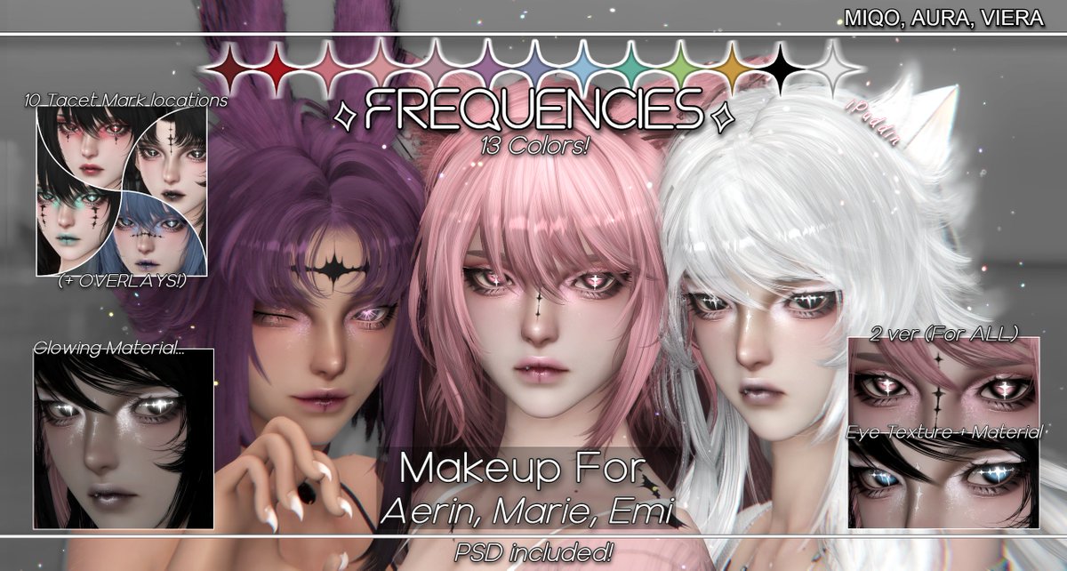 IpuddinC's tweet image. Frequencies ⟡ Makeup is now out! !⸜(｡˃ ᵕ ˂ )⸝♡!
- Tacet Overlays + PSD + Eyes

Link in the replies! ♡

(RT GIVEAWAY) 1 winner! ^-^ 

(Body version will be out asap)
☆*:.｡.o(≧▽≦)o.｡.:*☆ #iPuddinMakeup