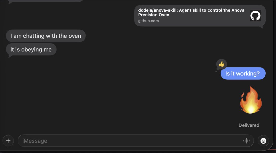Oven control skill chat
