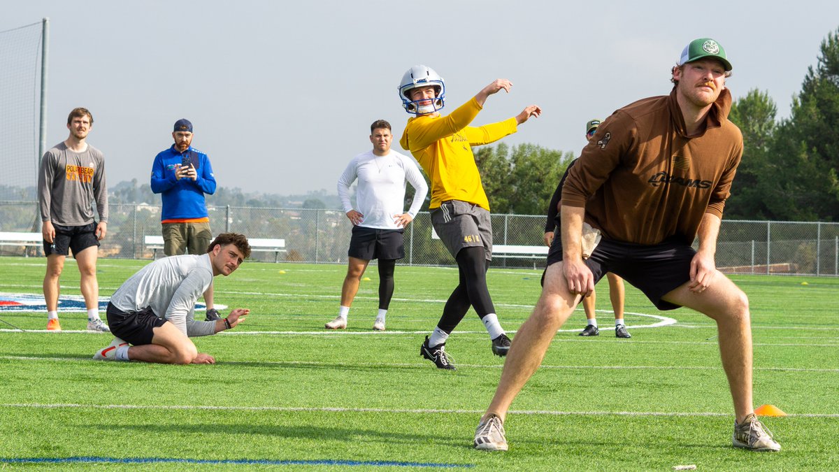 John Hoyland, kicker for the <a href="/UFLGamblers/">Houston Gamblers</a>, getting ready for training camp.

<a href="/TheUFL/">United Football League</a> <a href="/NoahBeauso/">Between The Goalposts</a> <a href="/UFLSPECIALIST/">UFL SPECIALIST COVERAGE</a> <a href="/LightHelmets/">Light Helmets</a>