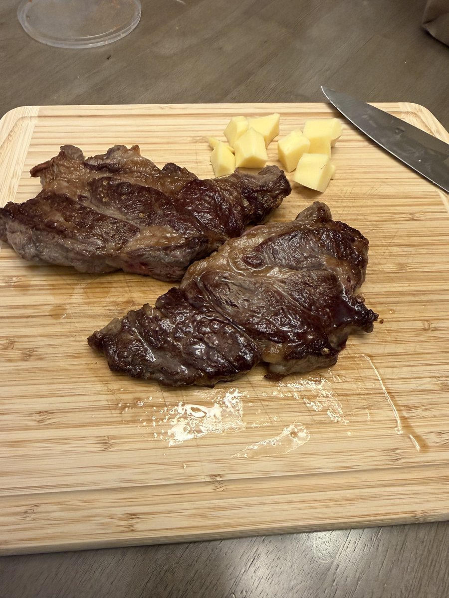 Chuck Eye Steaks and Gouda for the pre-storm meal!