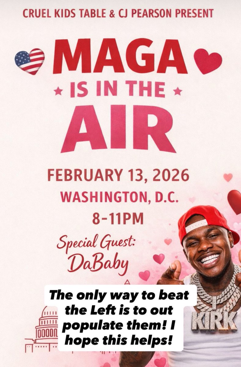 patriottakes's tweet image. Rapper DaBaby has been announced as a special guest for a MAGA Valentine’s Day event in DC