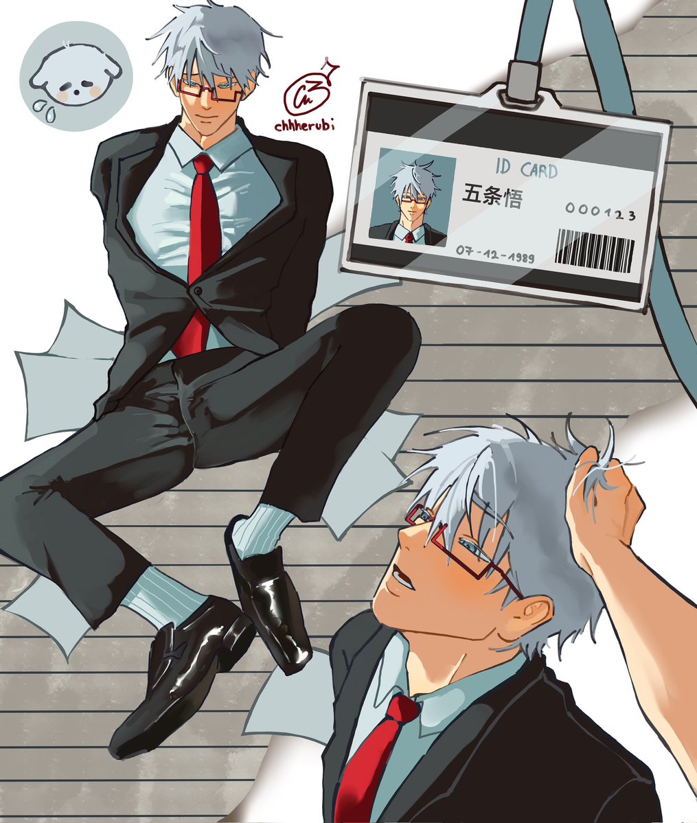 chhherubi's tweet image. office nerdjo bc im a loser😋 #jjk #JujutsuKaisen #GojoSatoru