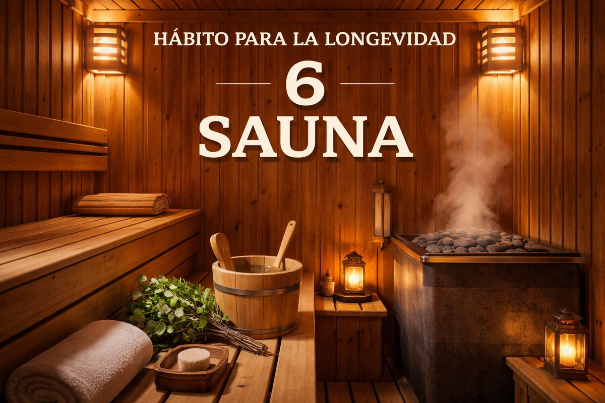 Dr_MarcAgraz's tweet photo. 🧠🔥 10 hábitos para vivir más · #6 Sauna y terapia de calor

La sauna no es solo relajación. Bien utilizada, actúa como un “cardio sin zapatillas”: aumenta la frecuencia cardiaca, dilata los vasos y puede reducir el ruido mental.

En este hábito explico: https://t.co/ZB0kQSexzN https://t.co/drF9ZZ9LF5