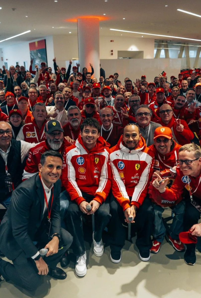 charles &amp; lewis with the ferrari club members. they look so happy 🫶🏽