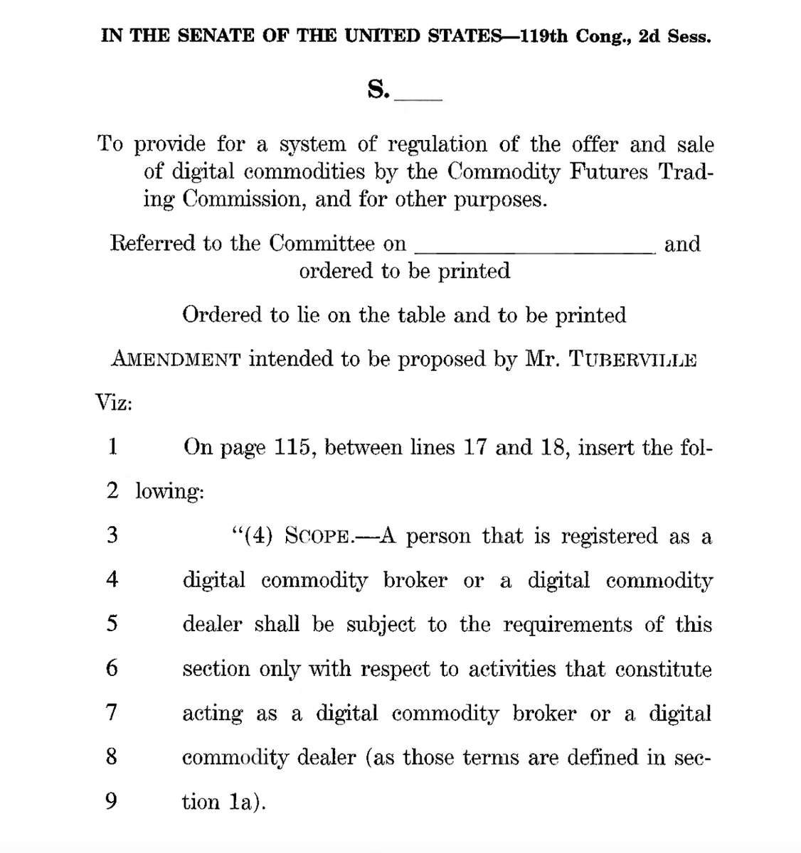 JUST IN: 🇺🇸 US Senate Agriculture Committee files amendments to its  Bitcoin and crypto market structure legislation leading into its markup on  Tuesday 👀