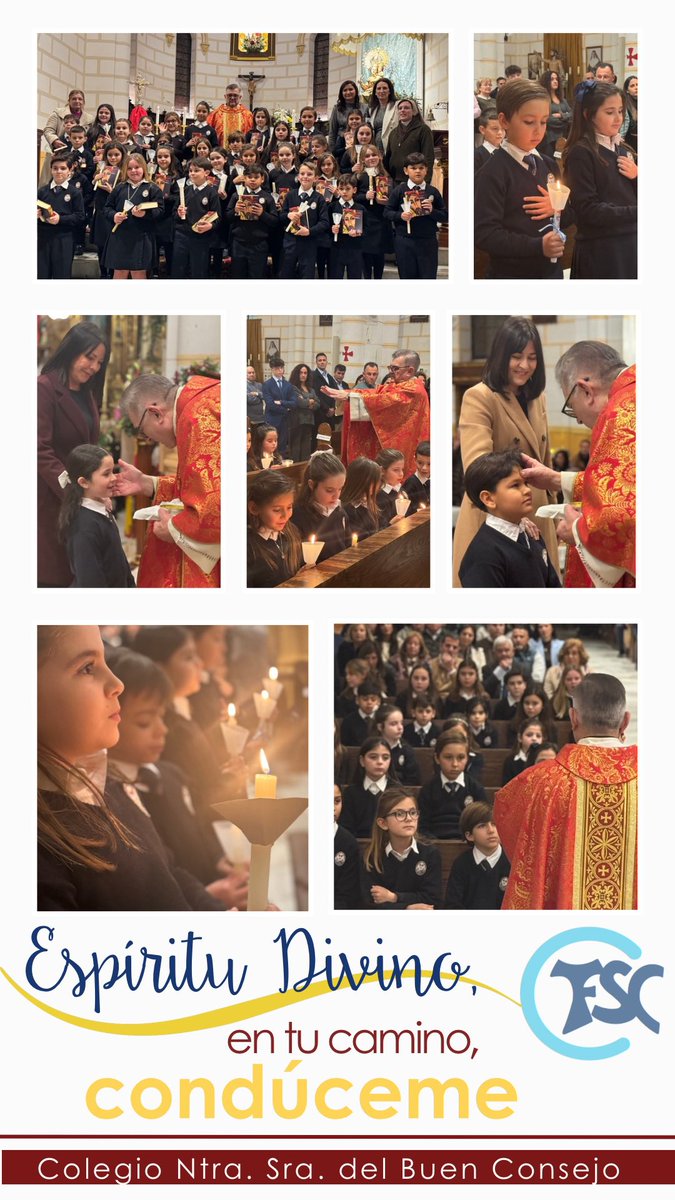 Los niños y niñas de tercero de primaria reciben el sacramento de la Confirmación en una emotiva celebración en la Iglesia del Sagrado Corazón. 
Durante el acto los alumnos reafirmaron su fe y recibieron al Espíritu Santo 🙏

#ContigoSomosBuenConsejo