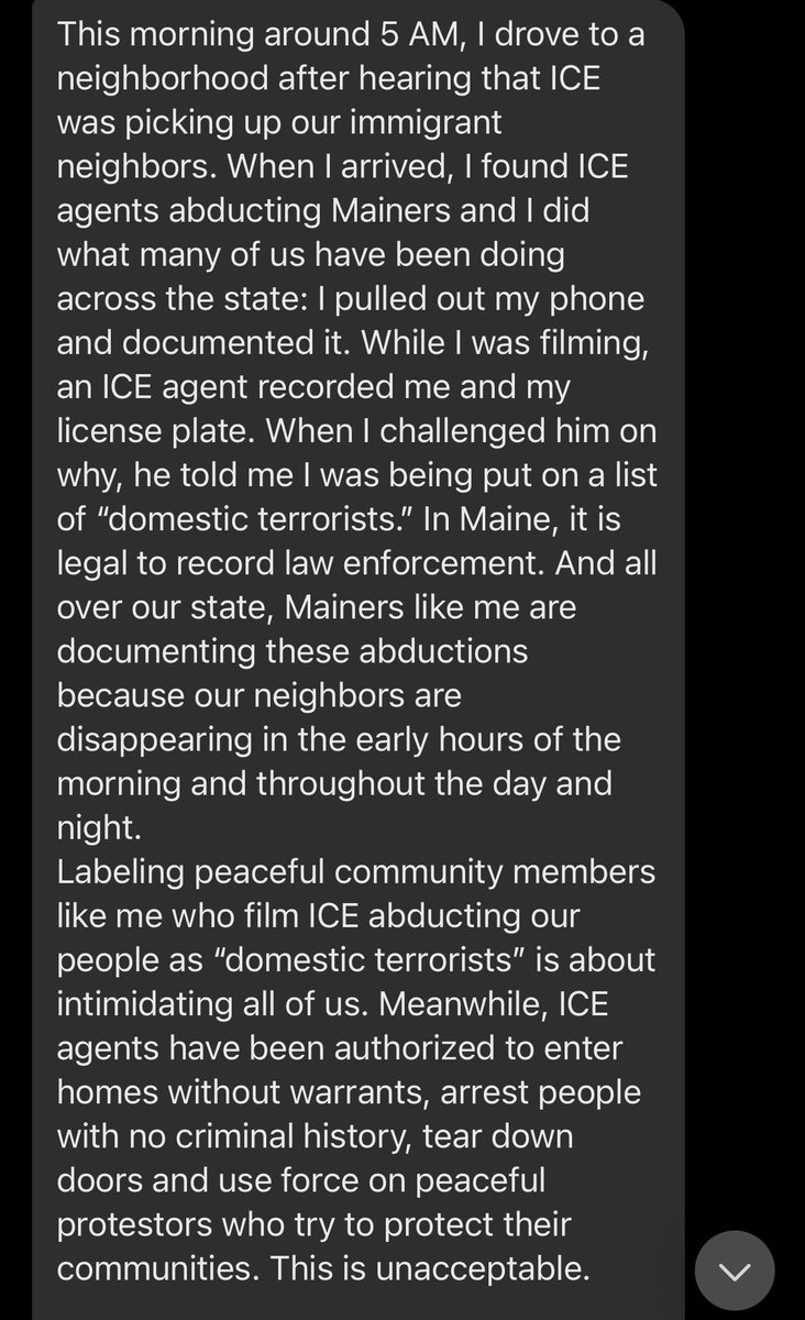 nathanTbernard's tweet photo. Portland, Maine legal observer releases statement responding to ICE agents saying she is a domestic terrorist and being added to an ICE database for peacefully filming them. https://t.co/n3IHvaanok