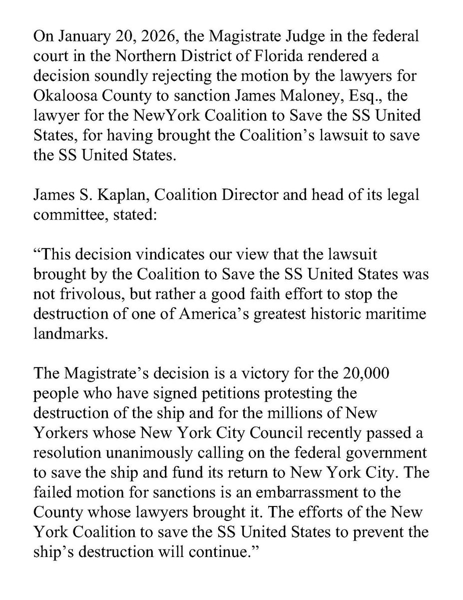 NY Coalition to Save the SS UNITED STATES tweet media