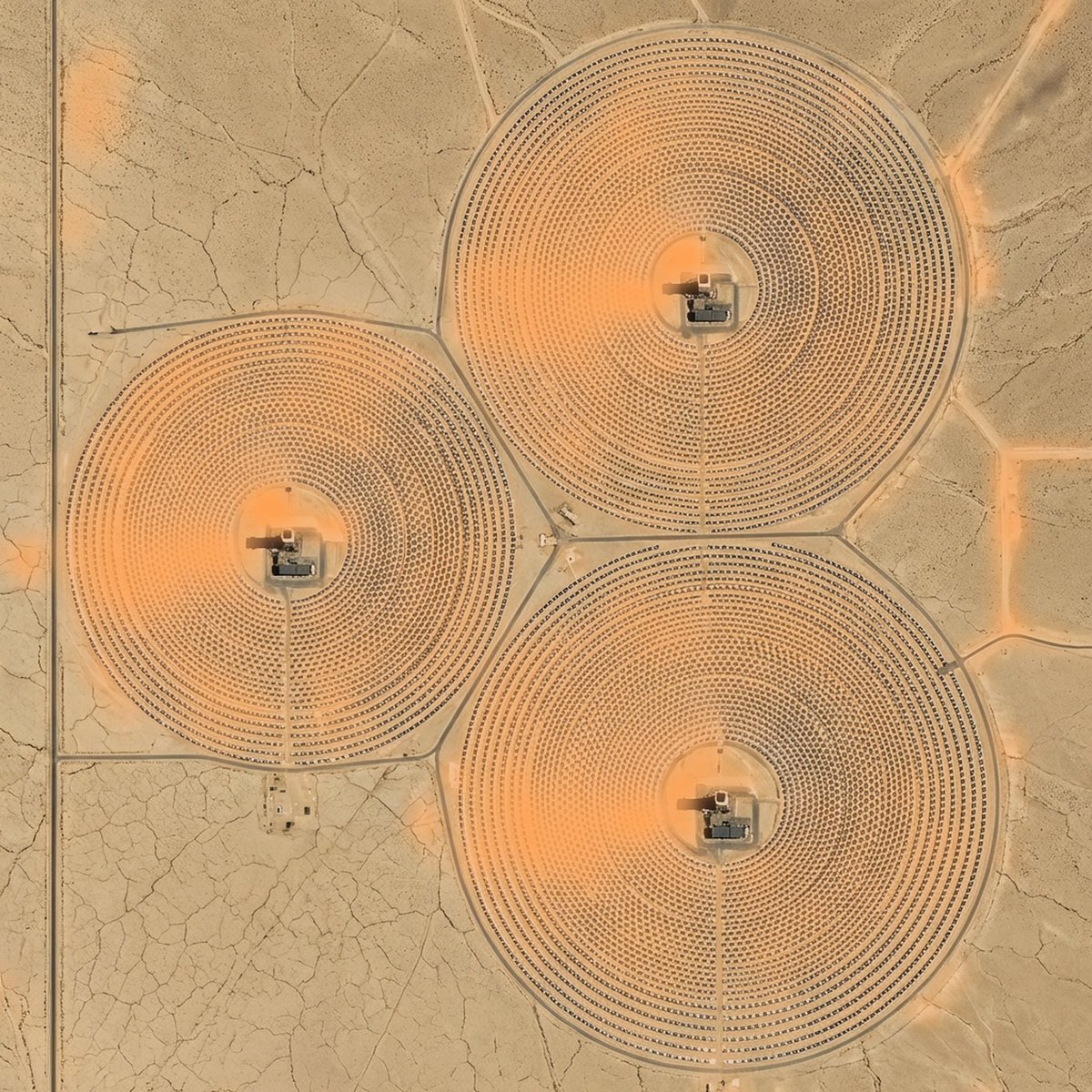 kaiykym's tweet image. 【The Eye of the Sun】 ☀️

Mojave Desert, USA.
Thousands of heliostats focus the power of the sun, creating a geometric masterpiece in the barren desert.

📍Ivanpah Solar Electric Generating System, USA
🛰️Landsat 8/9 
#SpaceBusiness #SatelliteArt #Mojave #Nasa #VibeCoding