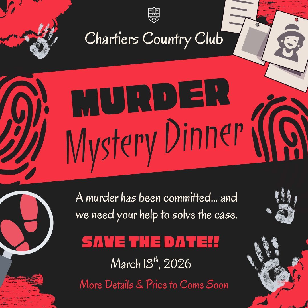 chartierscc's tweet image. 🔎🍽️ SAVE THE DATE | New for 2026! 🍽️🔎

Something mysterious is coming… 👀
Join us for our brand-new Murder Mystery Dinner—an interactive evening filled with suspense, great food, and plenty of twists and turns.
