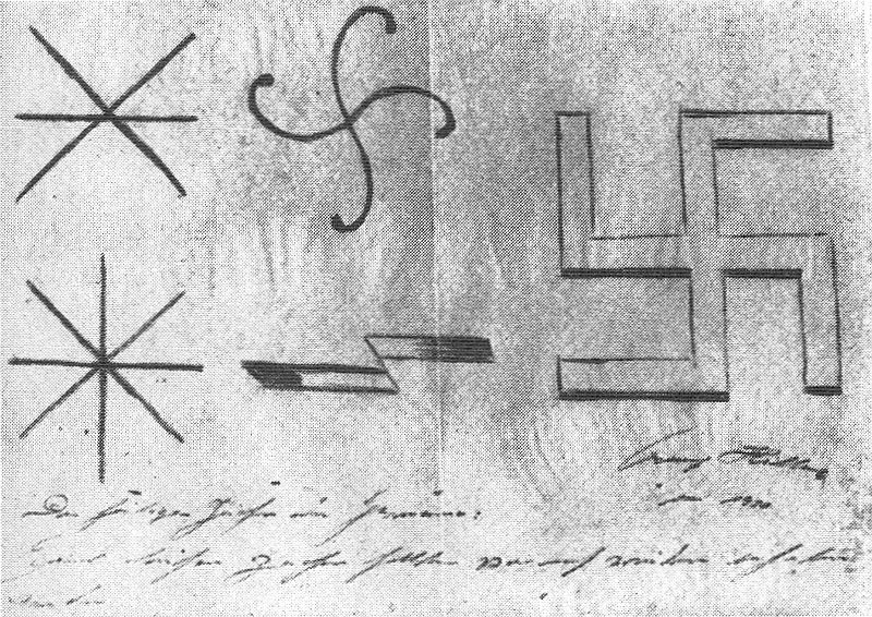 SSKvlt's tweet image. Hitler sketches from 1920

“The sacred signs of the Germanic peoples. One of these signs should be resurrected by us”