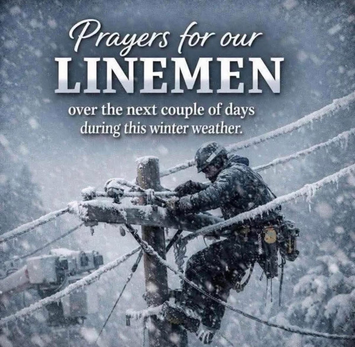 Remember how important it is because there are already linemen mobilizing to come help people in the winter storm affected states