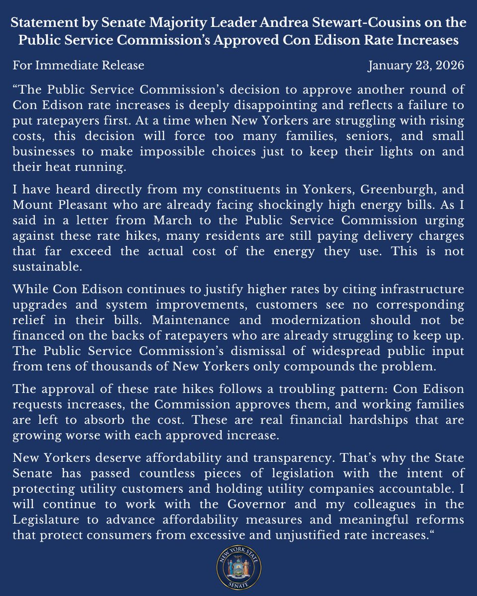 Sen. Stewart-Cousins tweet media