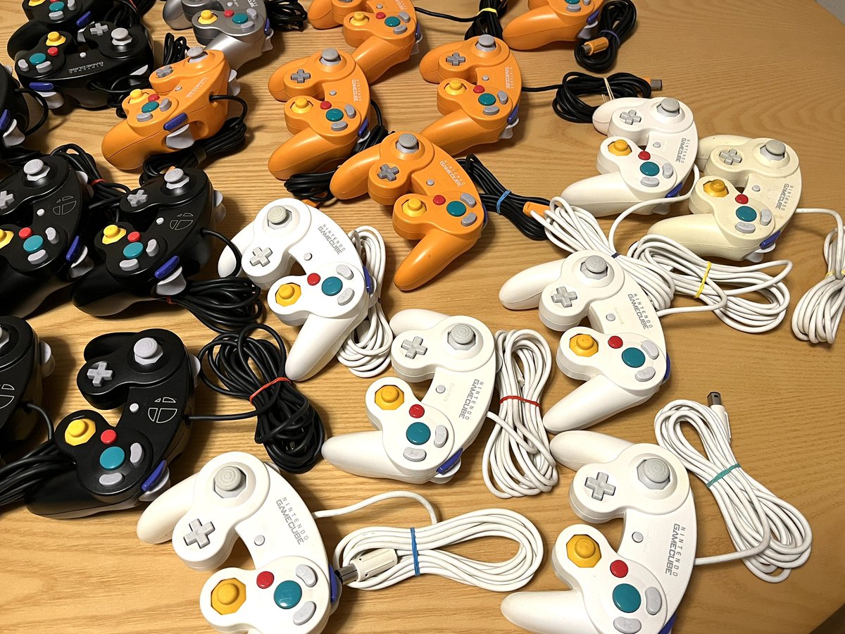 28 Nintendo GameCube Controllers

All T3, tested and fully working  

Overall in decent condition with some signs of use,such as light scratches, slight discoloration, and stick wear.
With cleaning and basic maintenance, they should clean up nicely.

$800 with free shipping :)