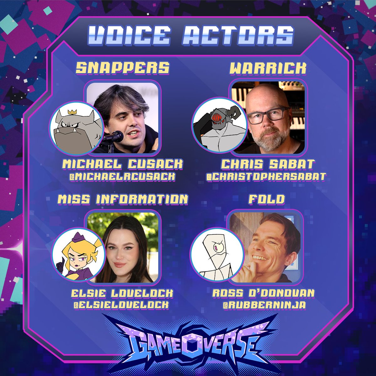 glitch_prod's tweet image. We're excited to finally announce the INCREDIBLE talent behind our upcoming animated show, Gameoverse!!