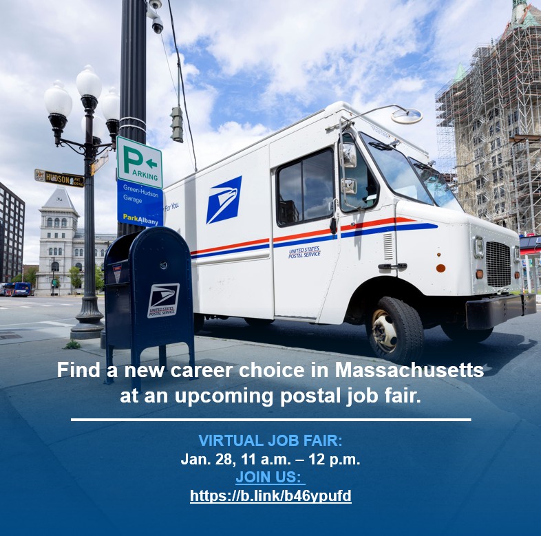 Find a new career choice in Massachusetts at an upcoming postal job fair. For tips on where and how to apply: b.link/usps/applyfora…

Join virtual job fair: b.link/b46ypufd