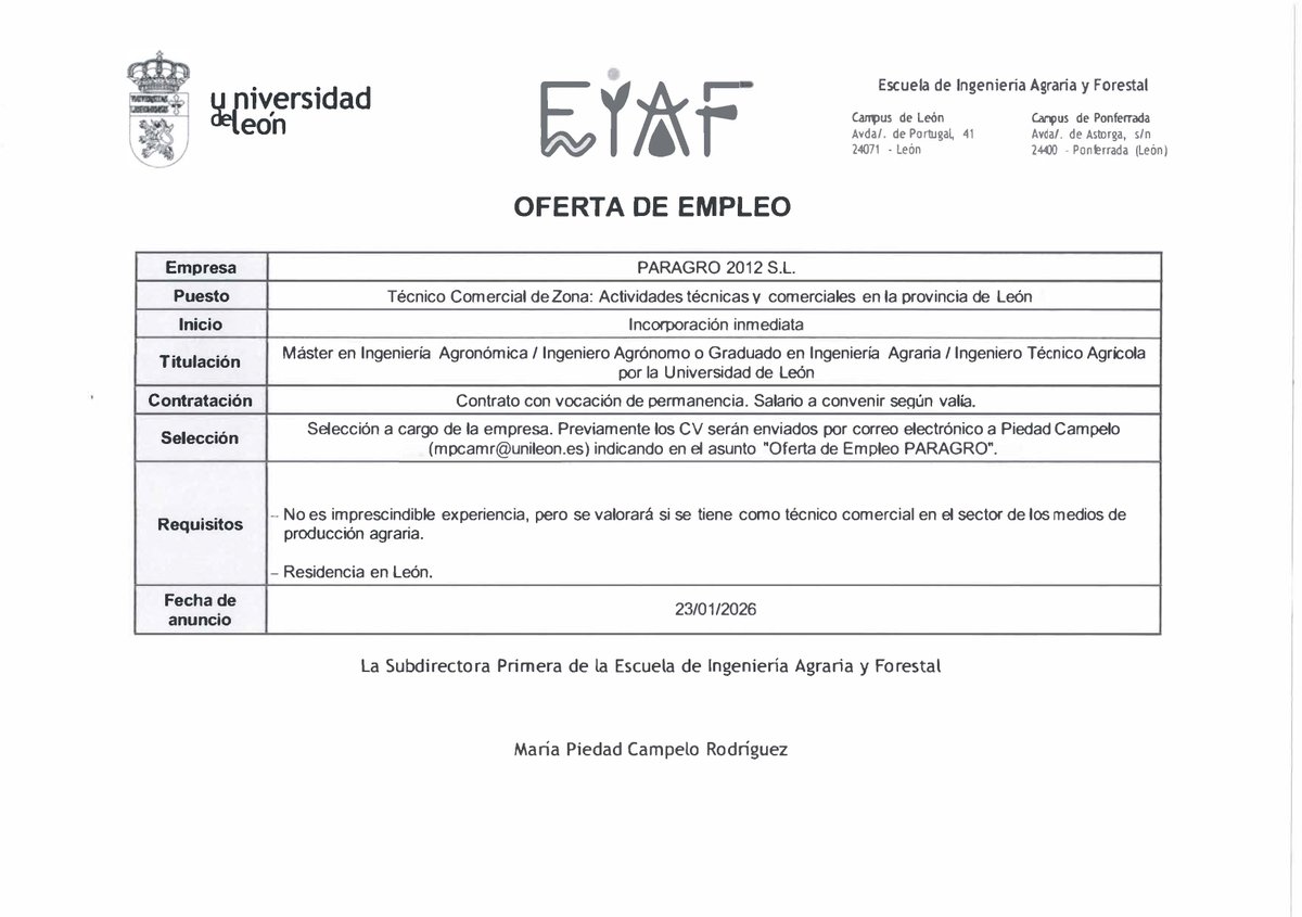 Escuela de Ingeniería Agraria y Forestal - ULE tweet media