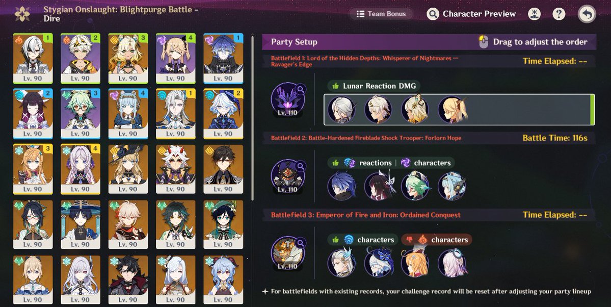 Managed to get a dire clear against the shock trooper.
I have about 80-85% of the dps needed to clear the dire crab. C1 neuvillette would get me there.